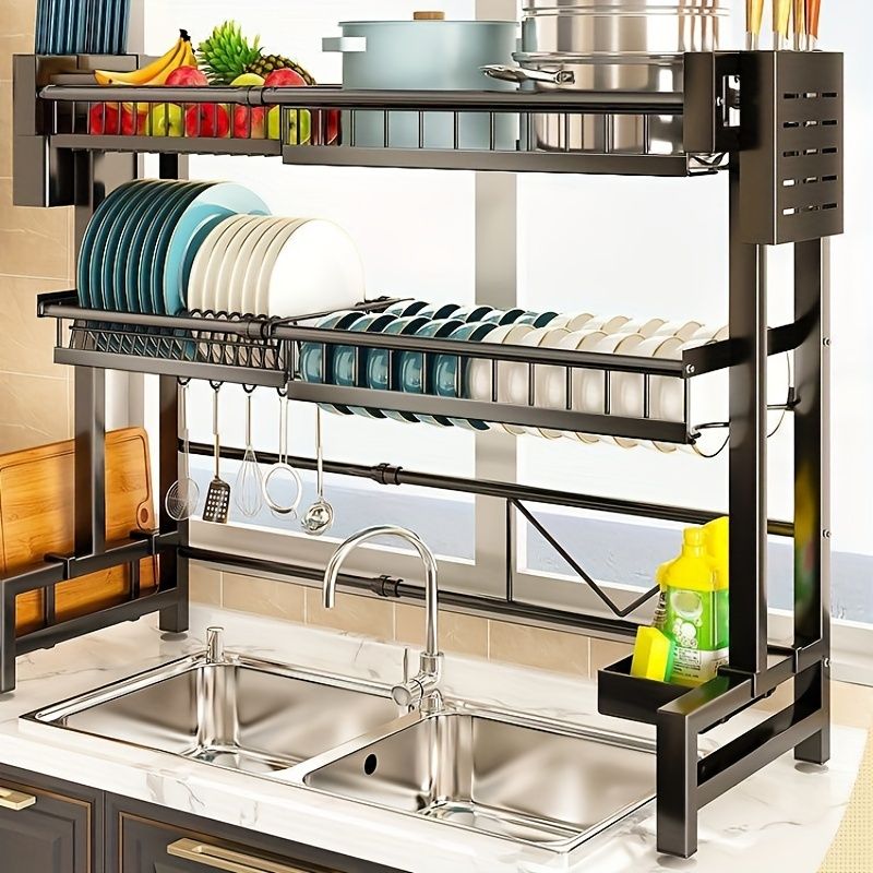 1 piece countertop dish storage drain rack