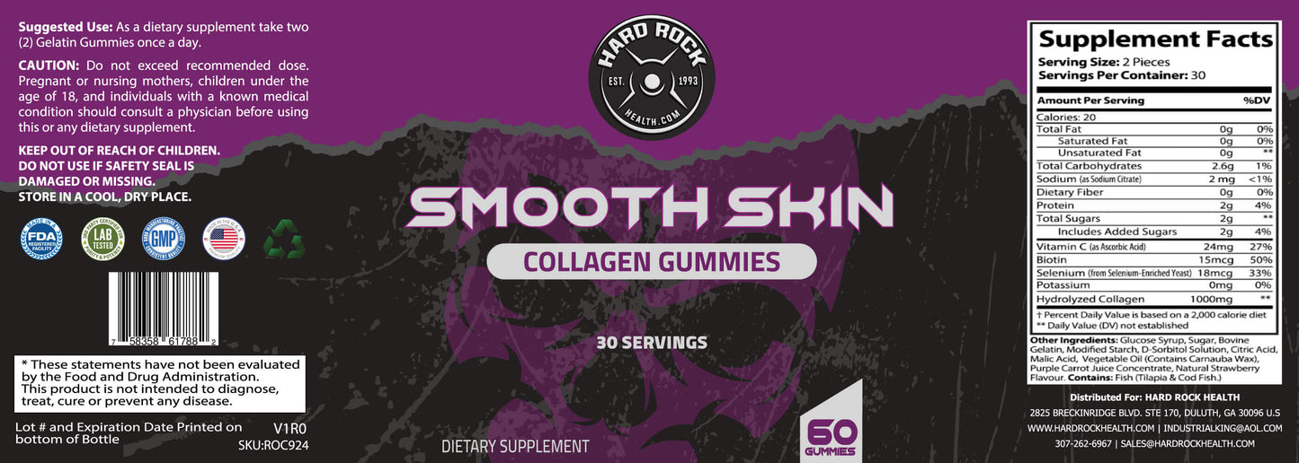 Smooth Skin Collagen Gummies With Vitamin C- 60 Gummies
