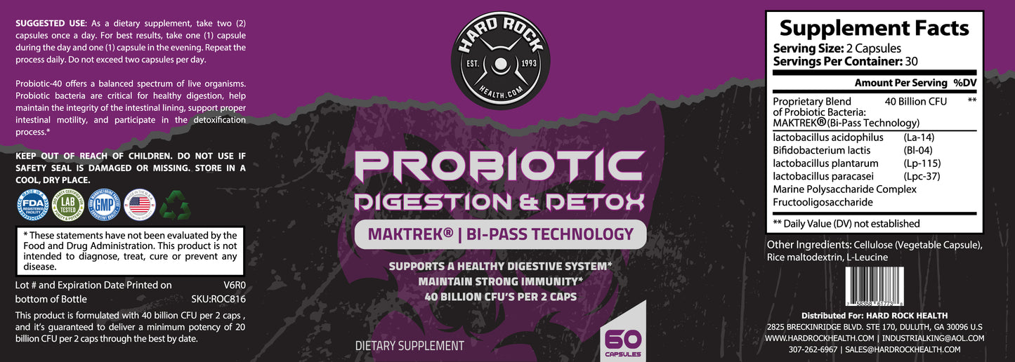 Probiotics: Digestion and Detox (40 Billion CFU) 60 Capsules