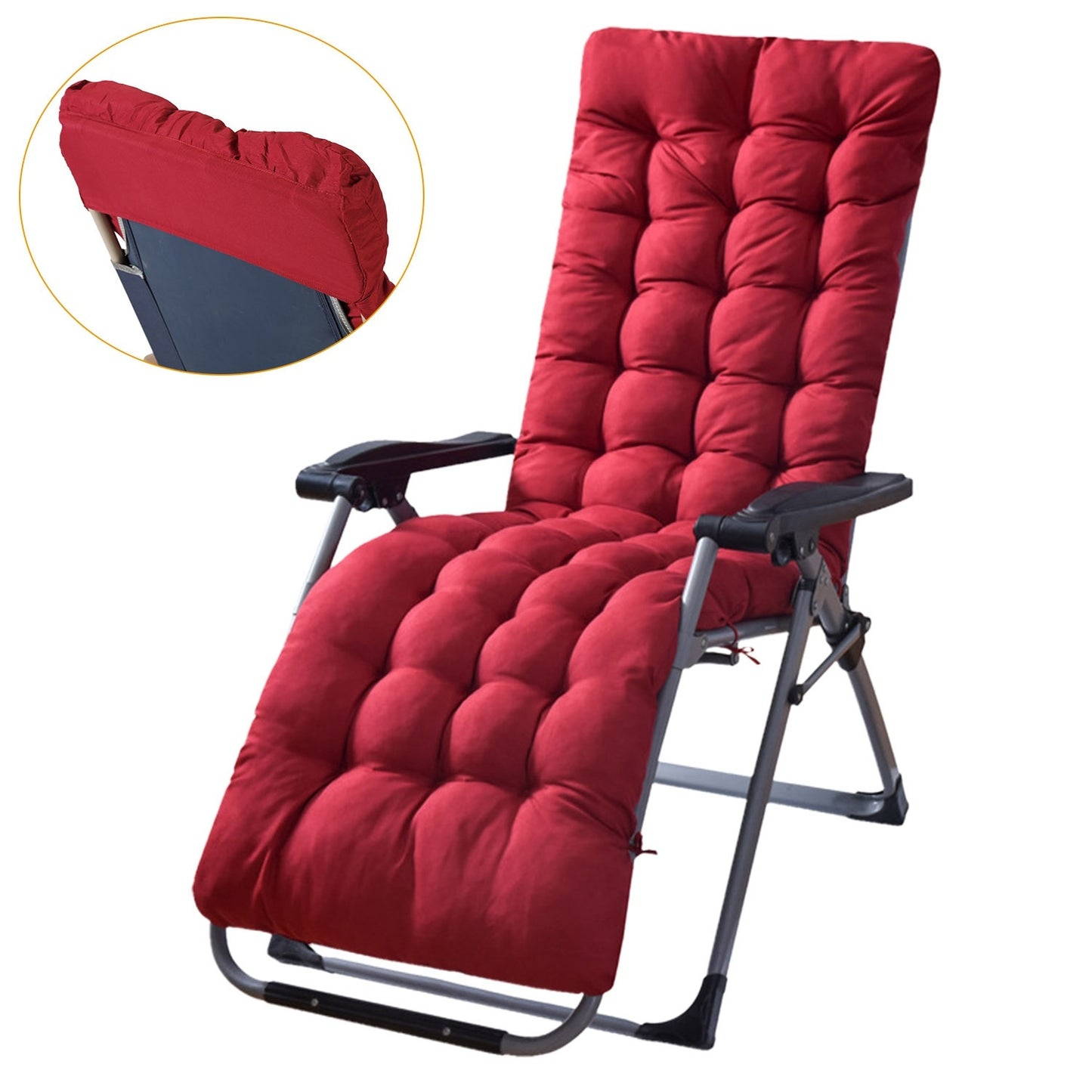 67x22in Chaise Lounger Cushion Recliner Rocking Chair Sofa Mat Deck Chair Cushion