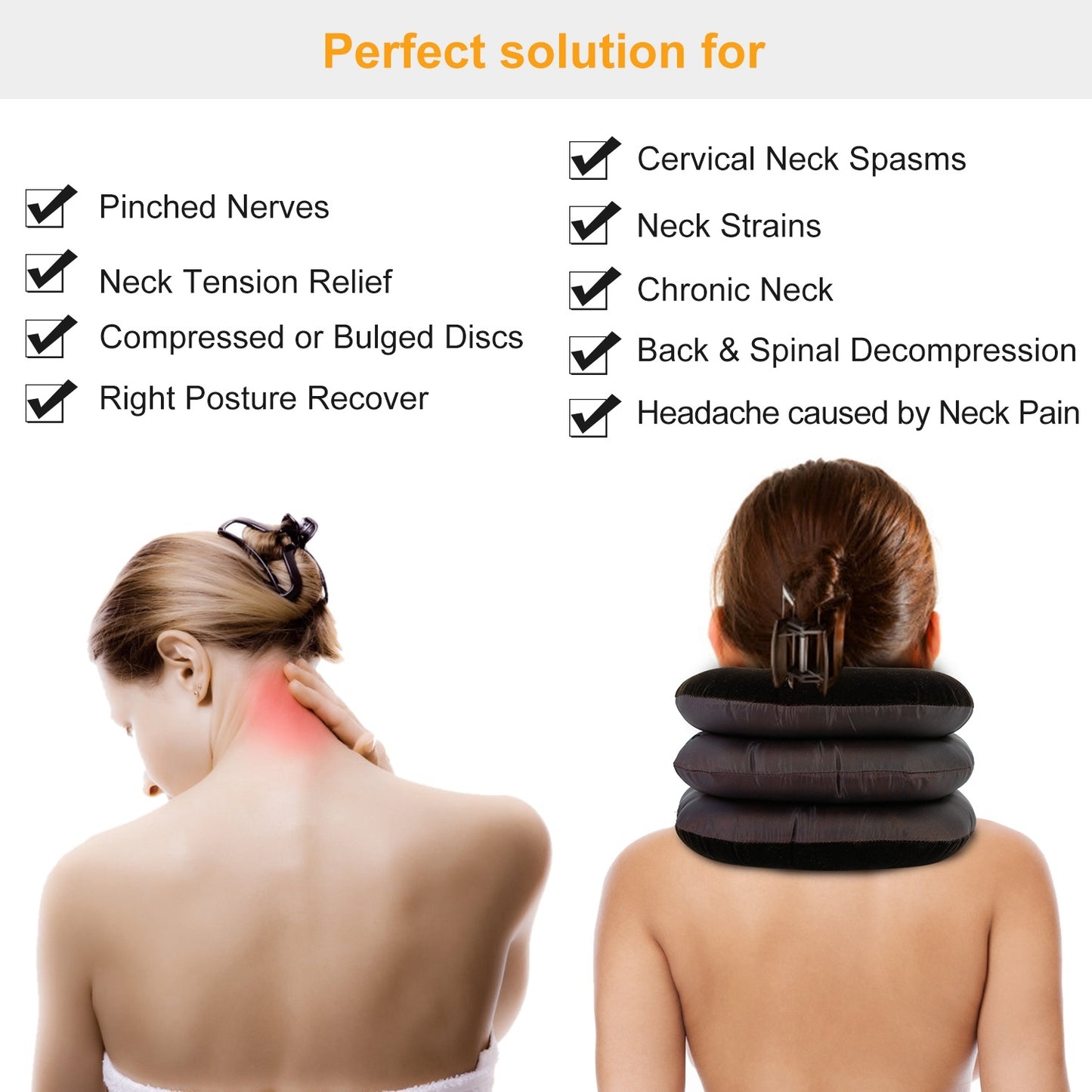 Inflatable Cervical Neck Traction Pillow Neck Shoulder Spine Alignment Pump