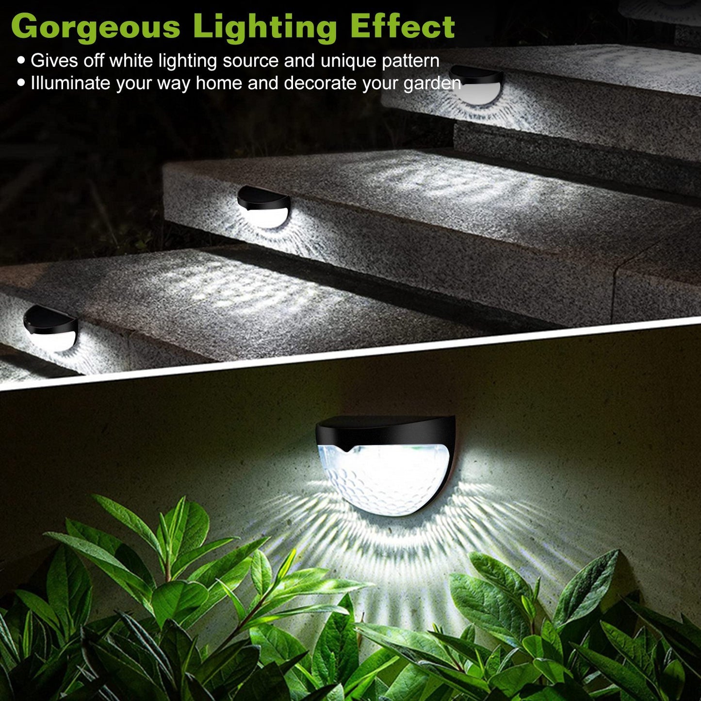 4Pcs Solar Fence Lights Outdoor Dusk To Dawn Sensor Decorative Deck Lamps IP65 Waterproof