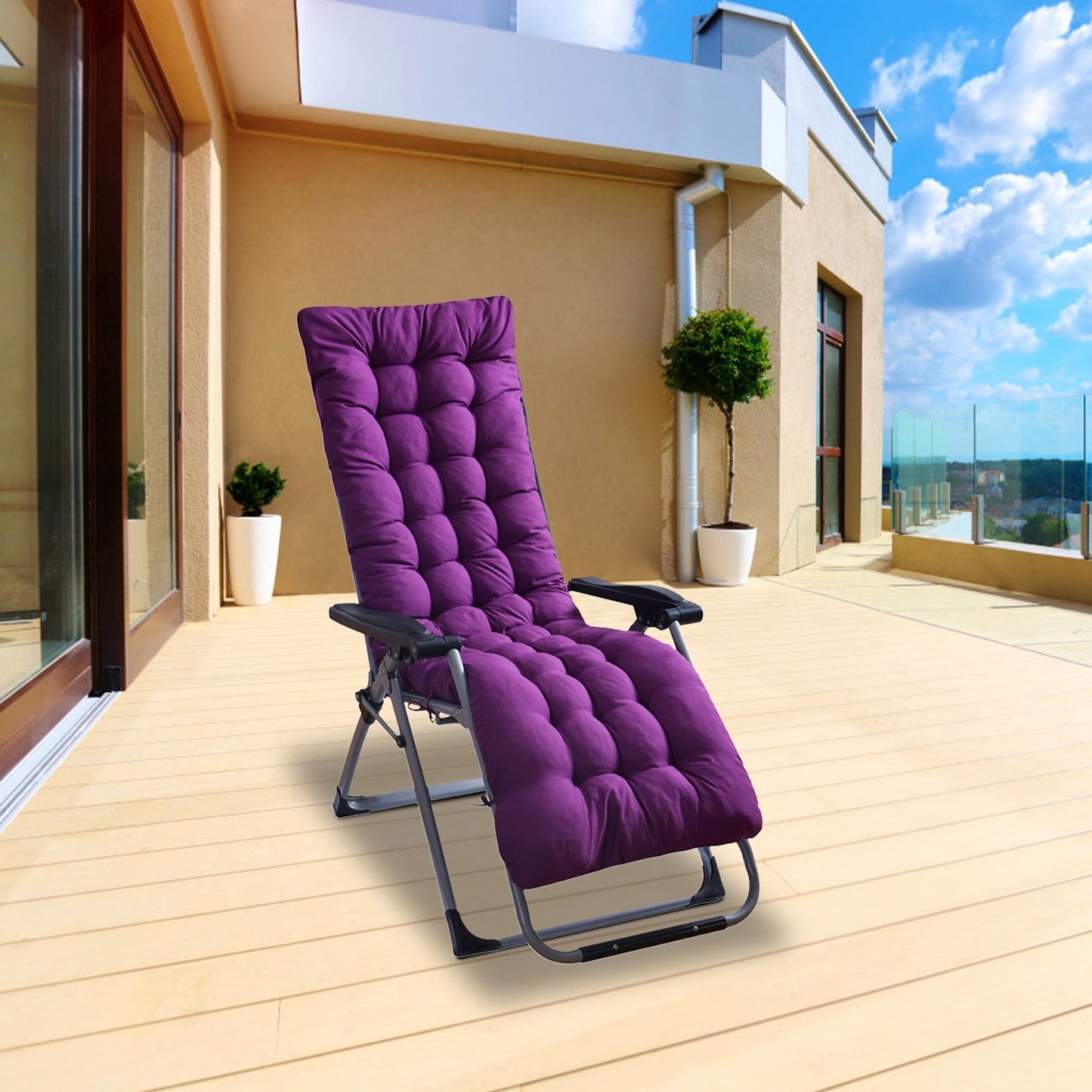 67x22in Chaise Lounger Cushion Recliner Rocking Chair Sofa Mat Deck Chair Cushion
