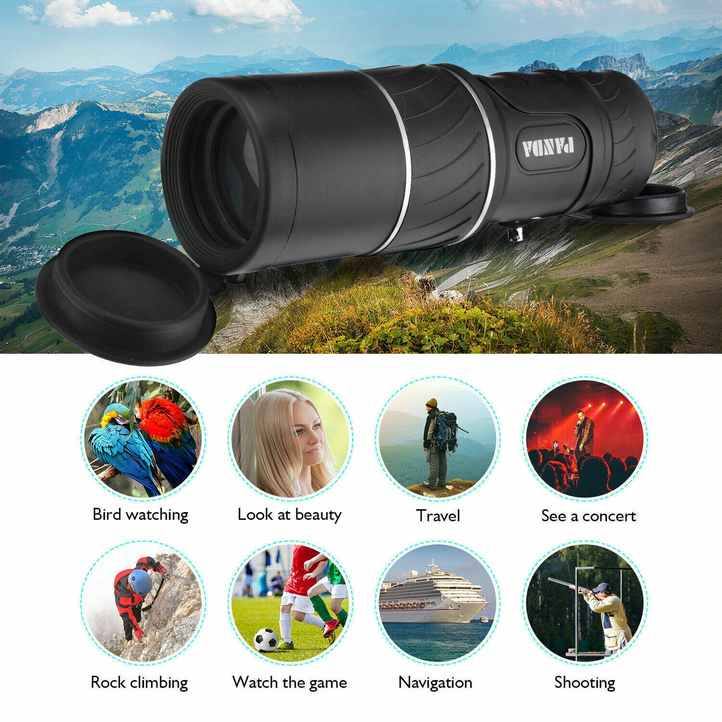 40x60 Day Night Vision HD Optical Monocular Hunting Camping Handheld Telescope Life Waterproof