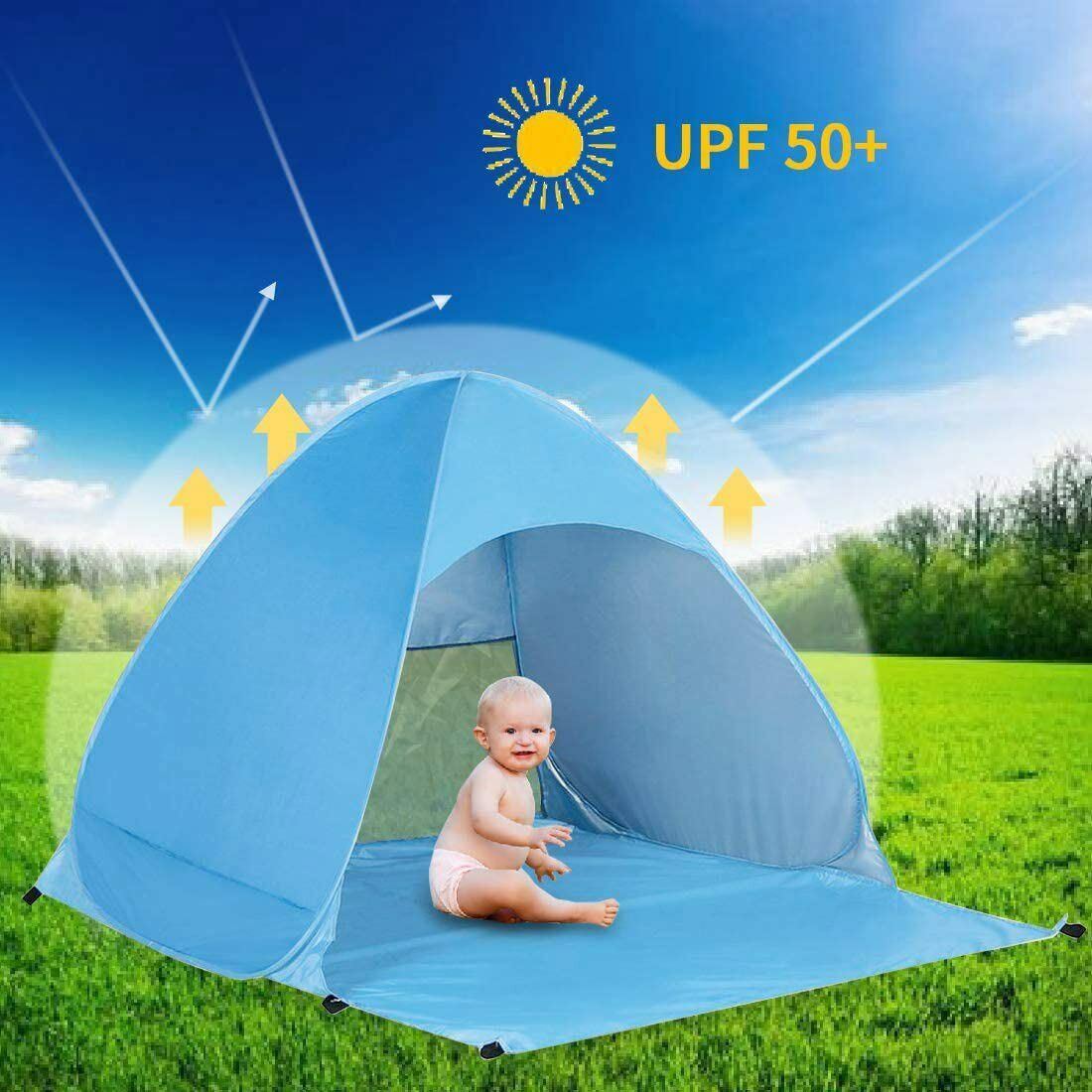 Pop Up Beach Tent for 1-3 Person Rated UPF 50+ for UV Sun Protection Waterproof