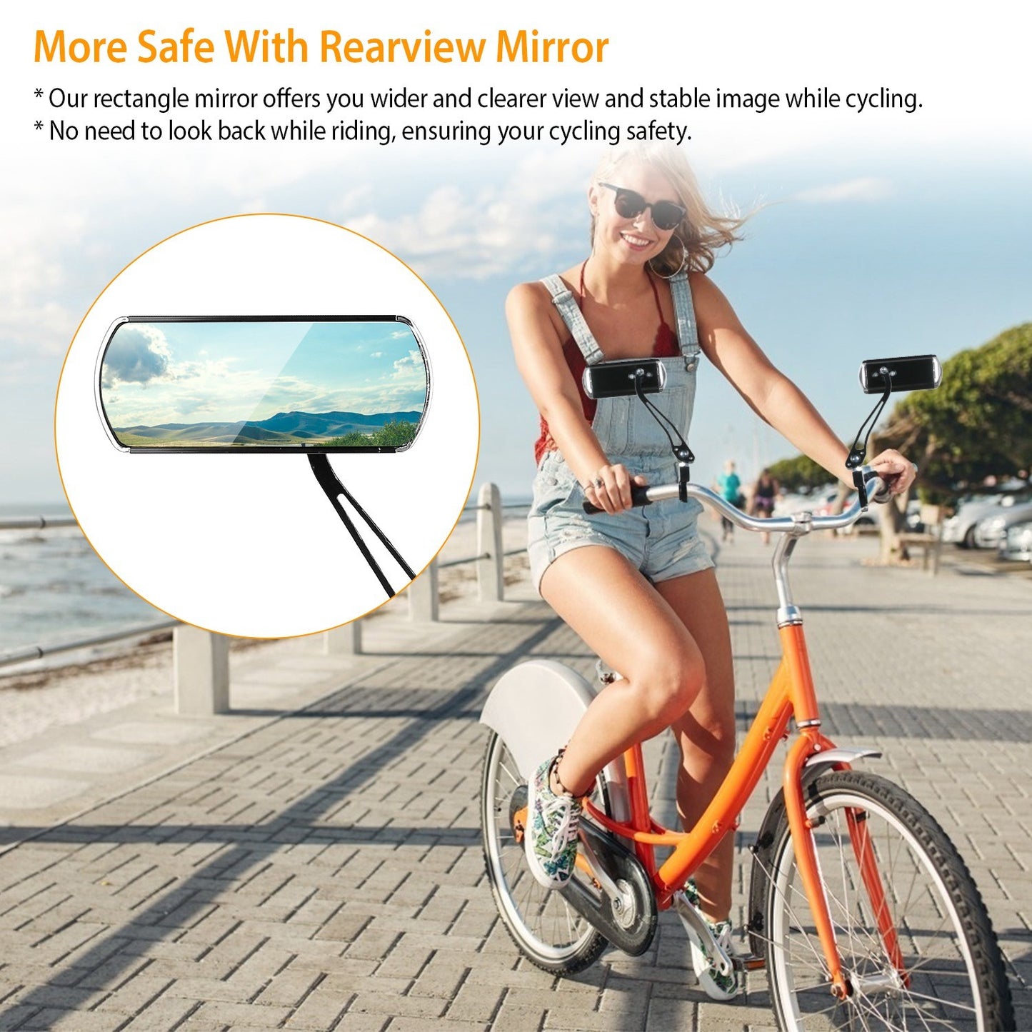 1 Pair Handlebar Bike Mirrors Adjustable 360 Degree