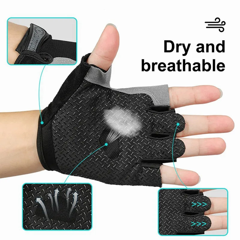 Breathable Fitness Gloves Gym Weightlifting Thin Non-slip Half Finger Gloves