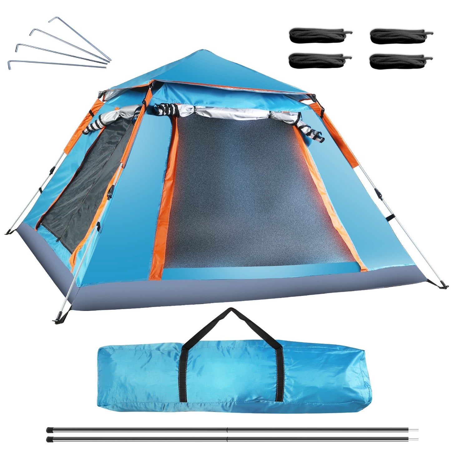 4-5 Person Camping Tent Outdoor Foldable Waterproof Tent with 2 Mosquito Nets