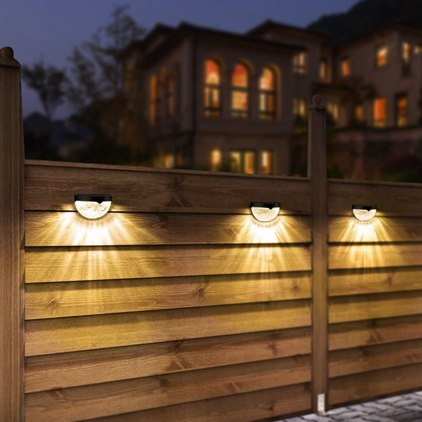 4Pcs Solar Fence Lights Outdoor Dusk To Dawn Sensor Decorative Deck Lamps IP65 Waterproof