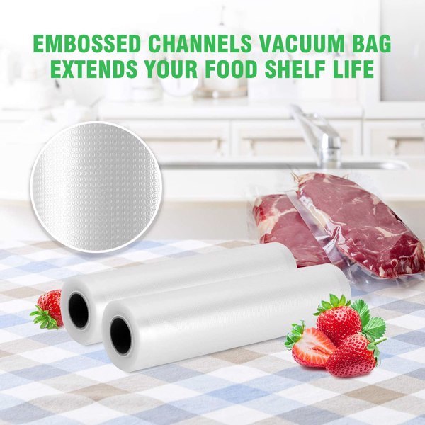 Vacuum Sealer Bags for Food Vacuum, 8" x 16' Food Vacuum Rolls, BPA Free Vacuum Storage Bags for Food or Sous Vide