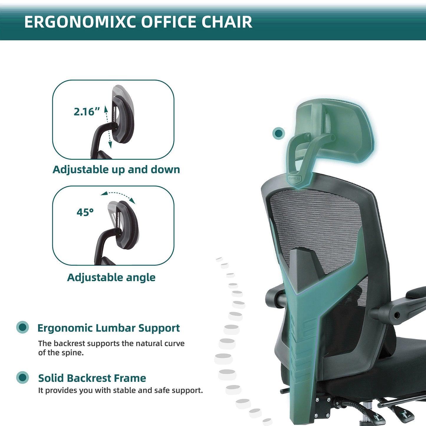 Mesh High Back Ergonomic Office Chair Lumbar Support Pillow Computer Desk Chair