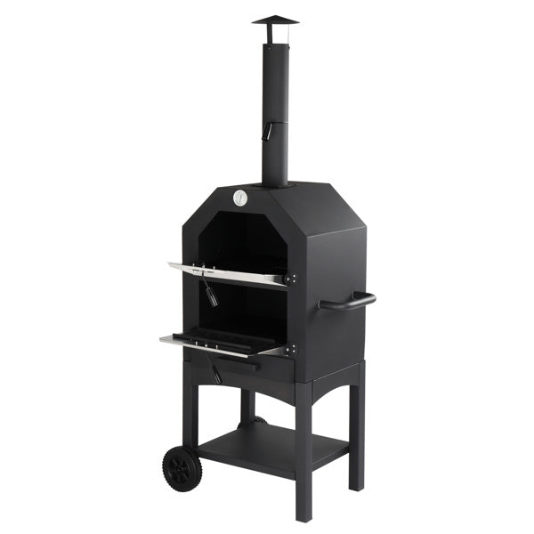 Outdoor Wood Fired Pizza Oven with Pizza Stone; Pizza Peel; Grill Rack; and Waterproof Cover