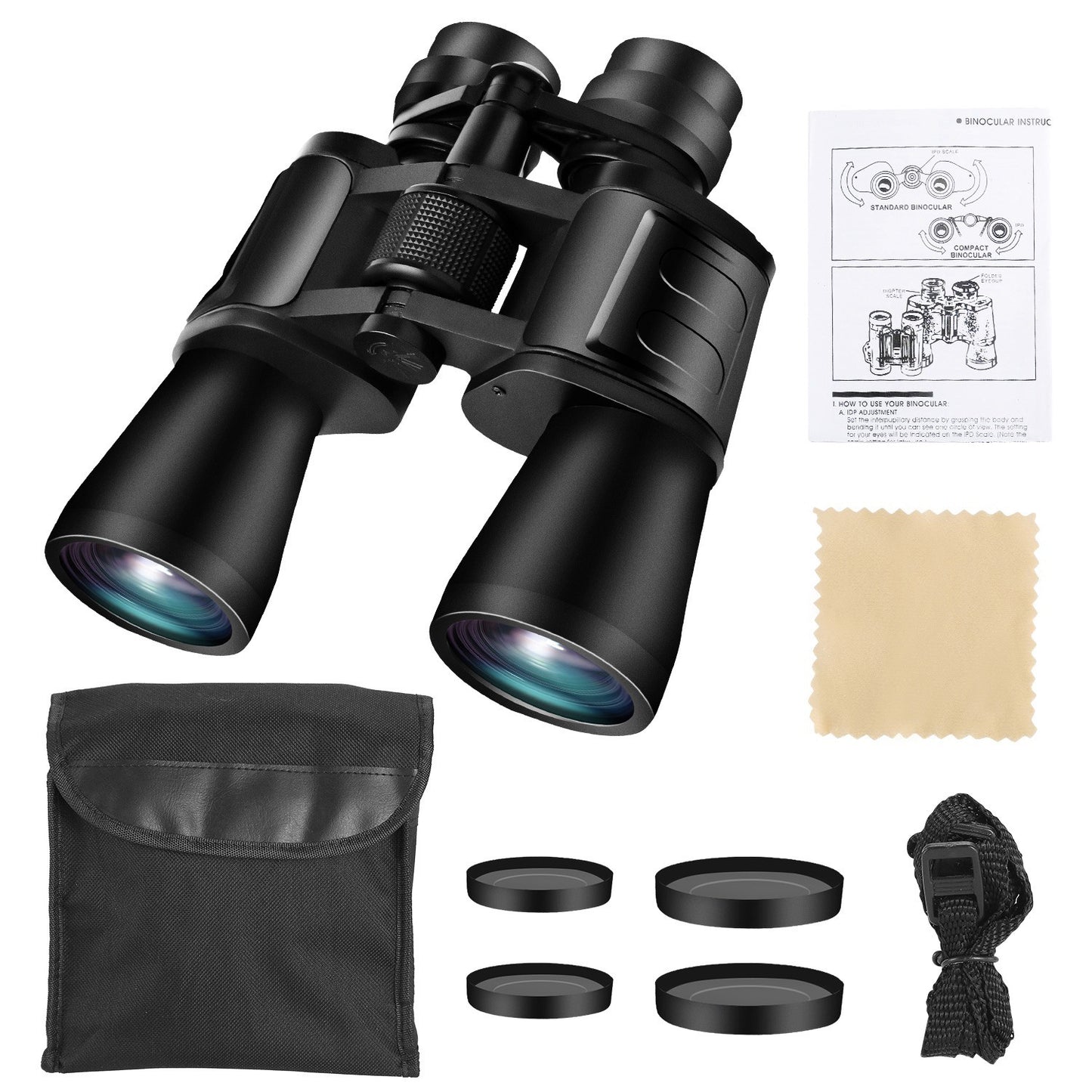 Portable Zoom Binoculars with FMC Lens Low Light Night Vision for Bird Watching Hunting Sports