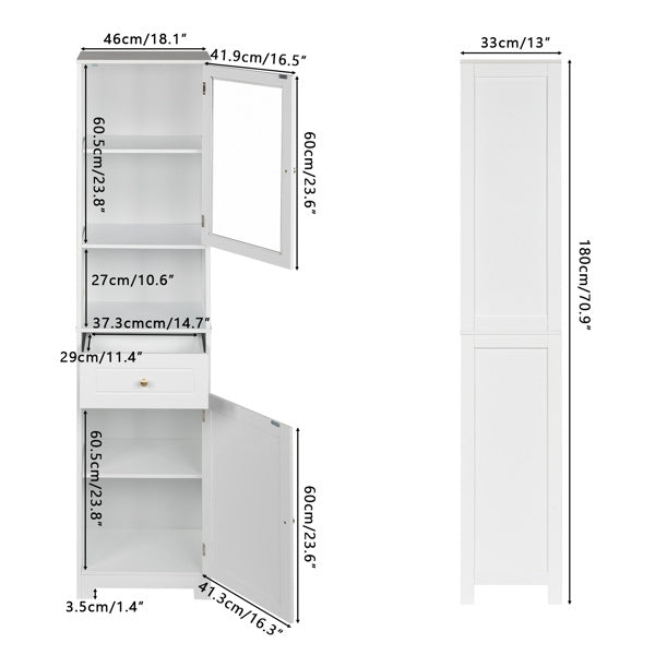 2 Doors 1 Pumping 1 Shelf Bathroom Cabinet White