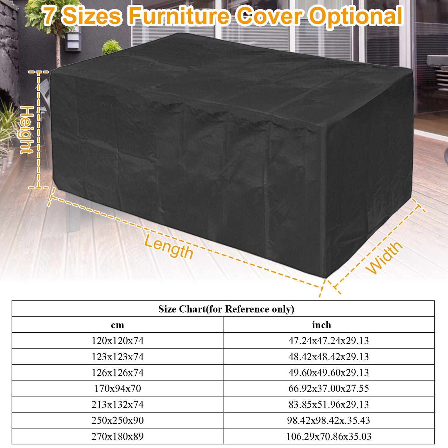 210D Waterproof Outdoor Furniture Cover Windproof Dustproof Patio Furniture Protector Oxford Cloth Garden 4XL Size