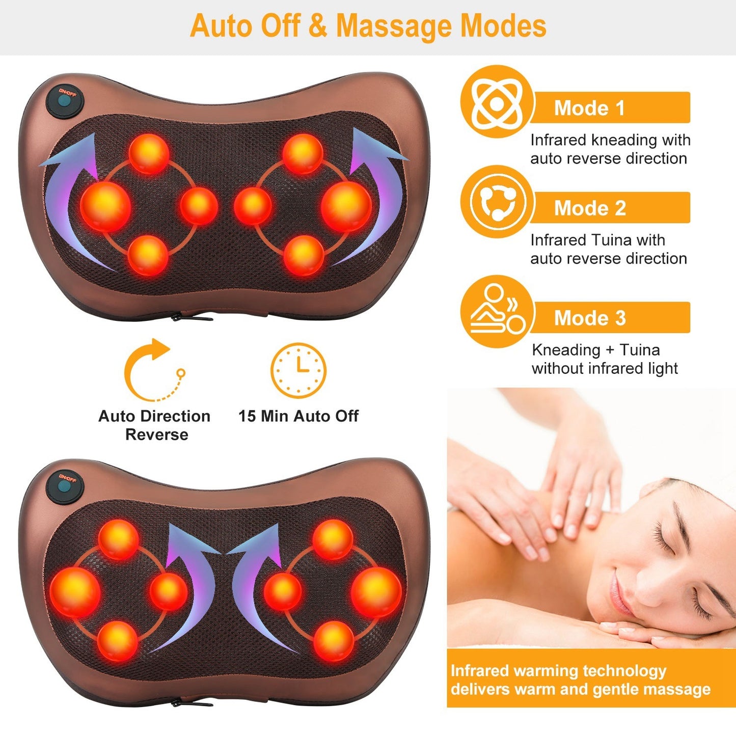 Back Neck Massage Pillow Thermotherapy Kneading Manipulation Massager- Hard Rock Health